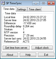 SP TimeSync 2.4 software screenshot