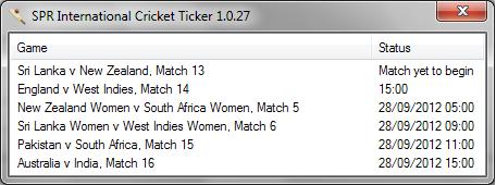 SPR International Cricket Ticker 1.3.74.0 software screenshot