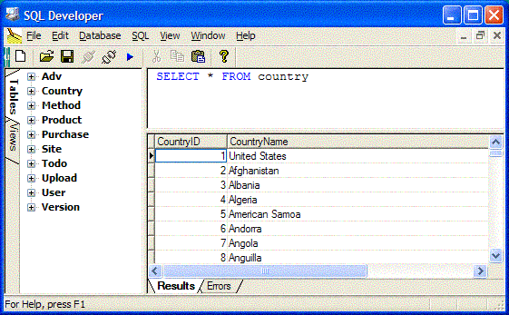 SQL Developer 1.0 software screenshot