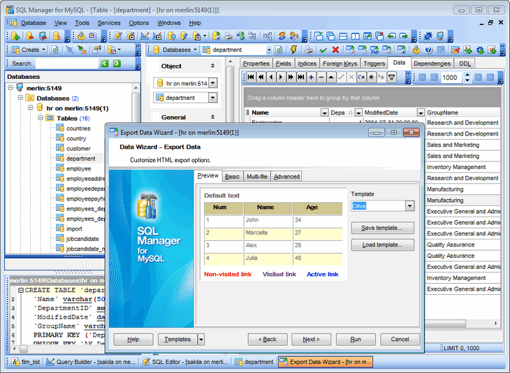 SQL Manager for MySQL 5.5.1.45563 software screenshot