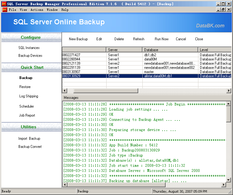 SQL Server Backup 10.6.6 software screenshot