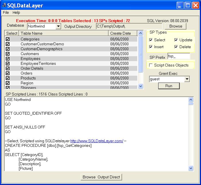 SQLDataLayer 1.0 software screenshot