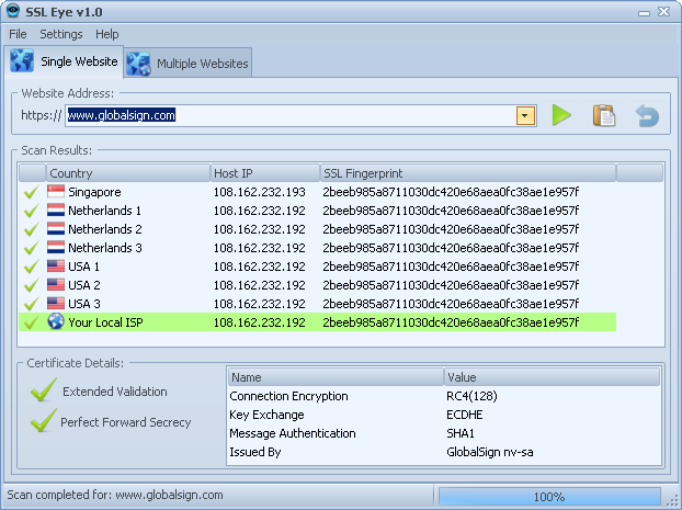 SSL Eye 1.0 software screenshot