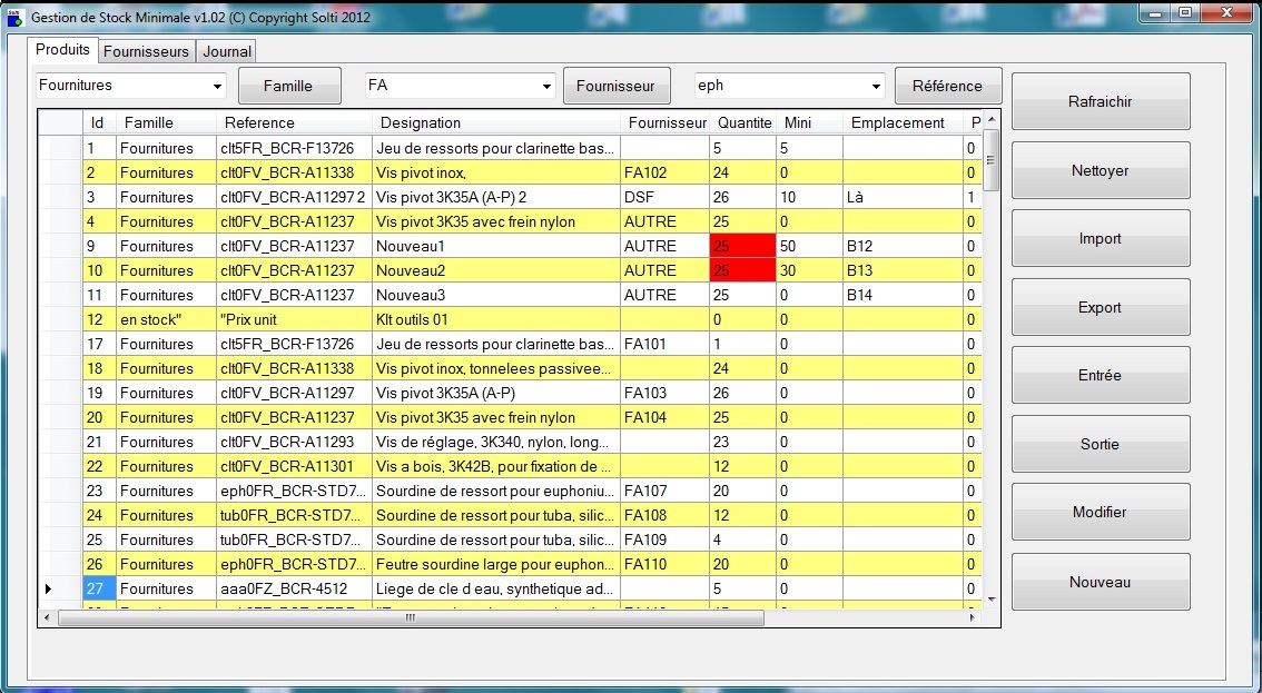SSM (Simple Stock Manager) 1.29 software screenshot