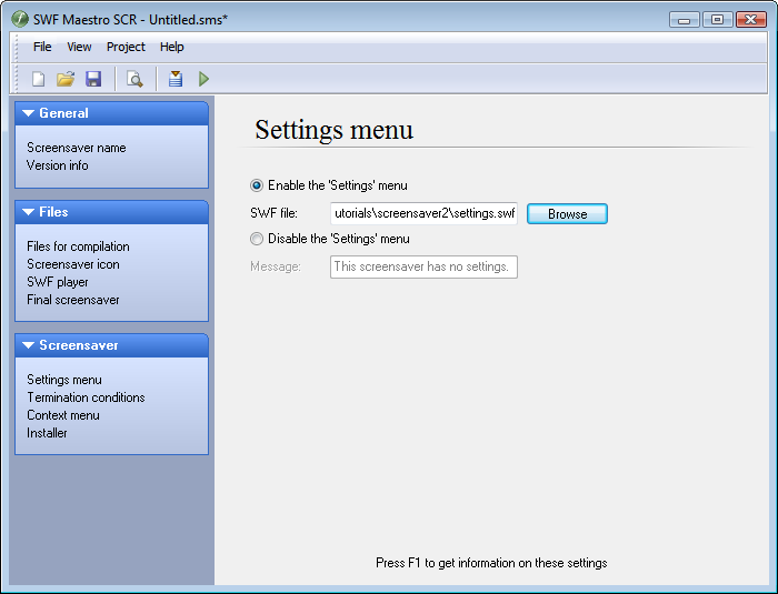 SWF Maestro SCR 2.0 software screenshot