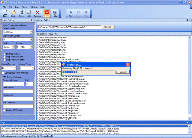 SWF Sound Automation Tool 2.5 software screenshot