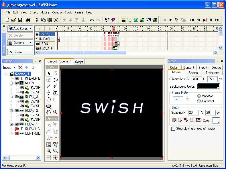 SWiSHmax 3.0 software screenshot
