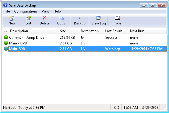 Safe Data Backup 4.2 software screenshot