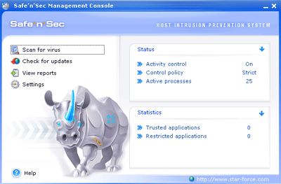 Safe n Sec Pro 3470 software screenshot