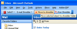 SafeIT E-mail Shredder for Outlook 2003 1.0 software screenshot