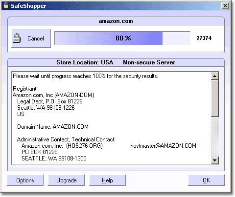SafeShopper 1.2 software screenshot