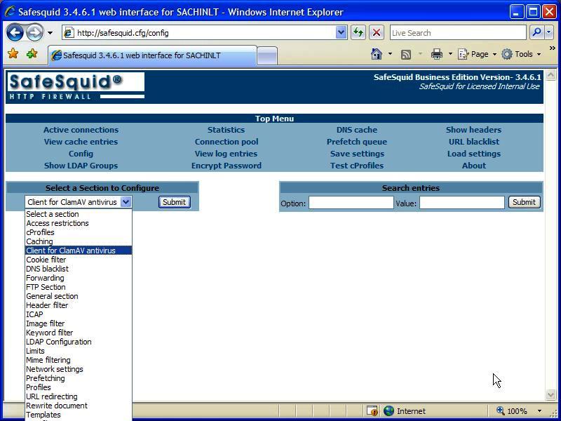 SafeSquid Business Edition 3.4.7.0 software screenshot