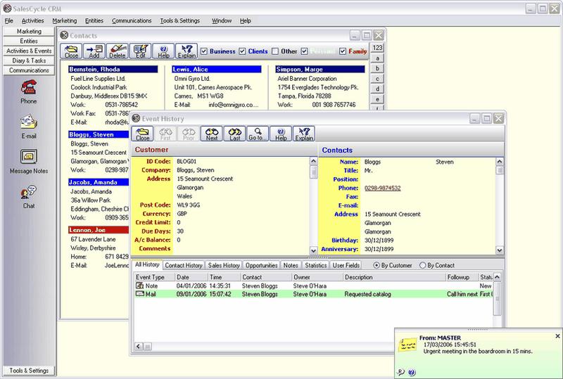 SalesCycle CRM 2.1.11 software screenshot