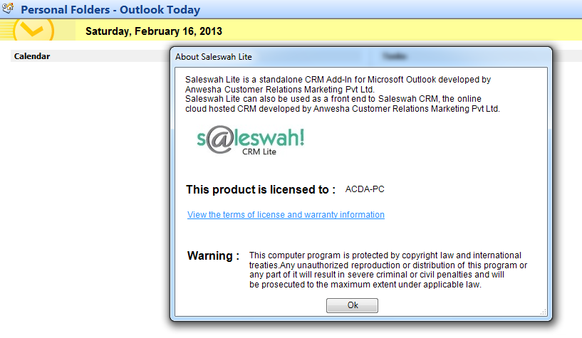 Saleswah Lite 1.0.0.4 software screenshot