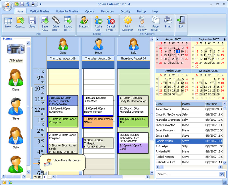 Salon Calendar 5.9 software screenshot