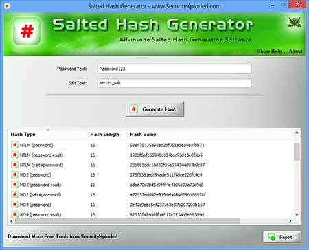 Salted Hash Generator 2.0 software screenshot