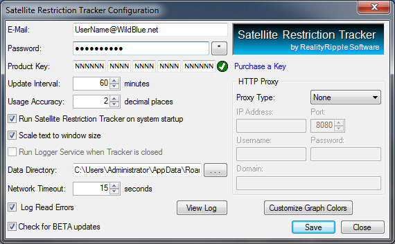 Satellite Restriction Tracker 1.411 software screenshot