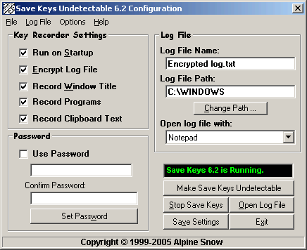 Save Keys Undetectable 6.2 software screenshot
