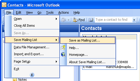 Save Mailing List 1.2 software screenshot