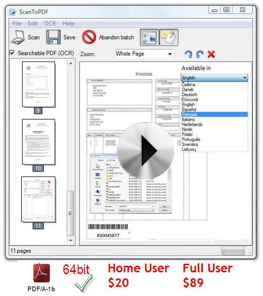 Scan to PDF 3.2 software screenshot
