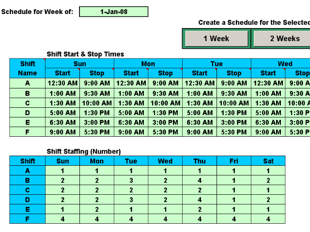 Schedule Multiple Shifts Automatically 7.11 software screenshot
