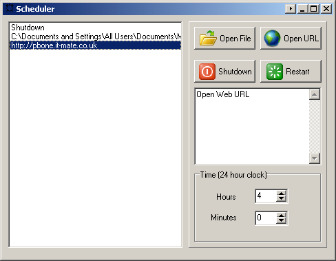 Scheduler 1.2 software screenshot
