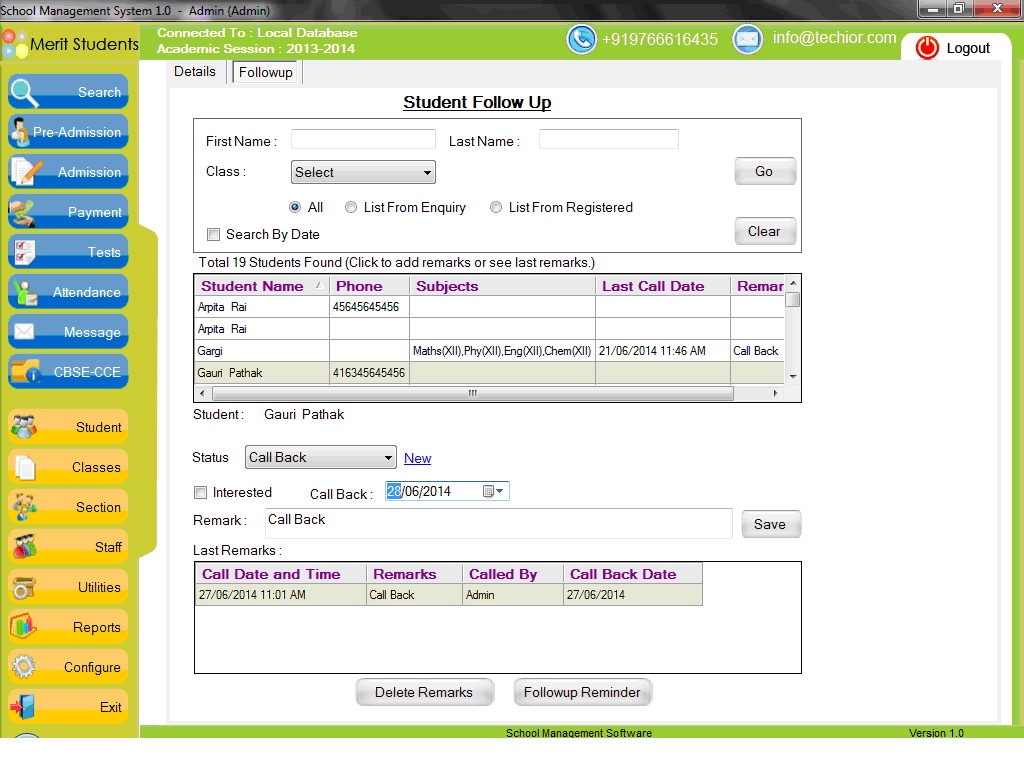 School Management Software 2.5 software screenshot