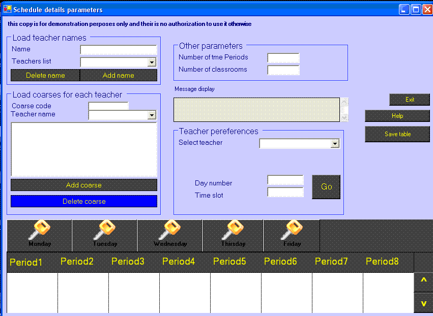 Schooltable 2.5 software screenshot