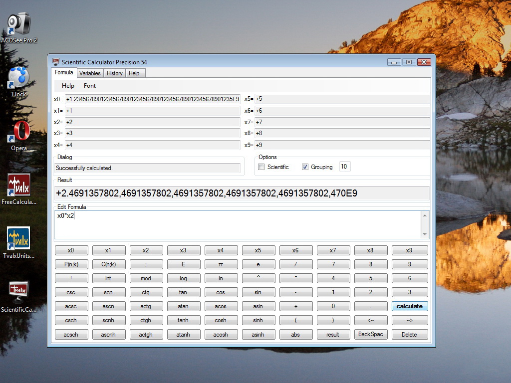 Scientific Calculator Precision 54 1.0.1.9 software screenshot