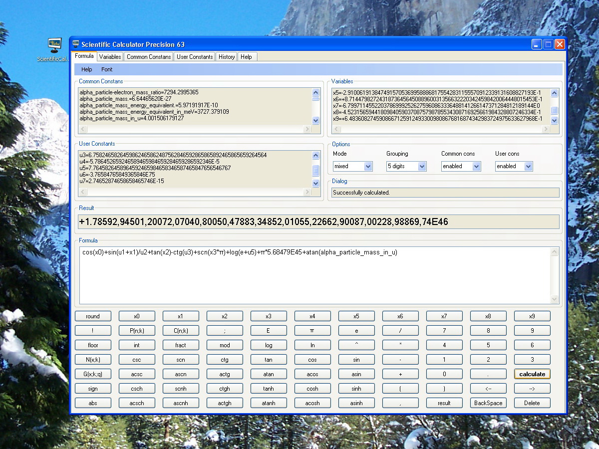 Scientific Calculator Precision 63 1.0.1.8 software screenshot