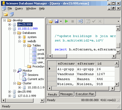 ScimoreDB Distributed 4.0 software screenshot