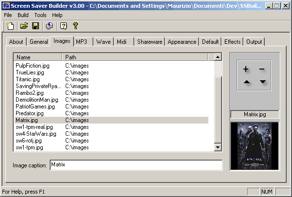 Screen Saver Builder 3.32 software screenshot