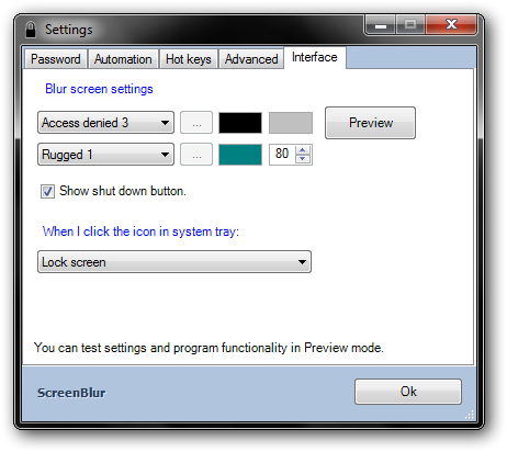 ScreenBlur 1.3.0.31 software screenshot