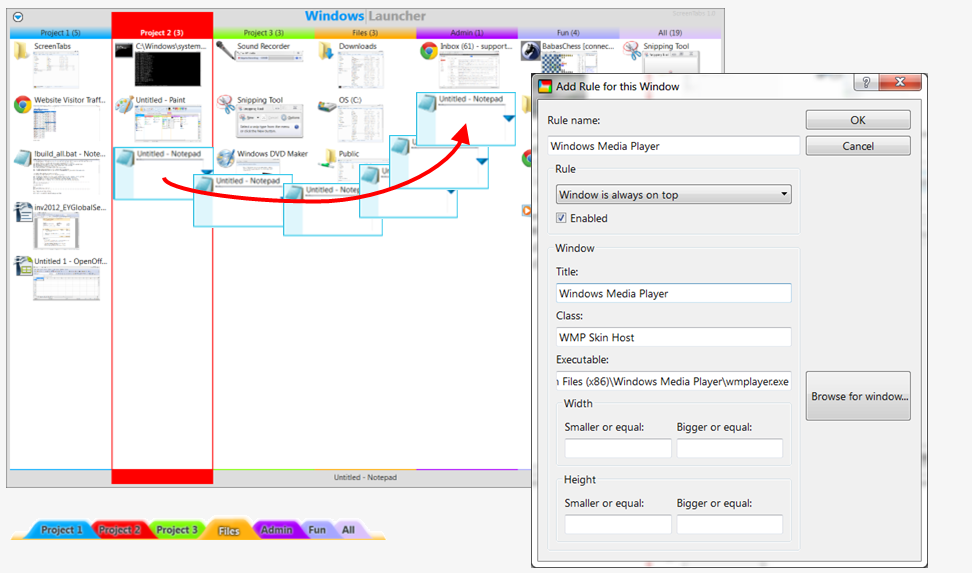 ScreenTabs Free Edition 1.1 software screenshot