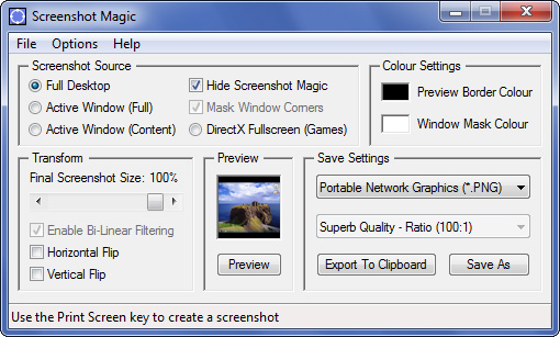 Screenshot Magic 4.4 software screenshot
