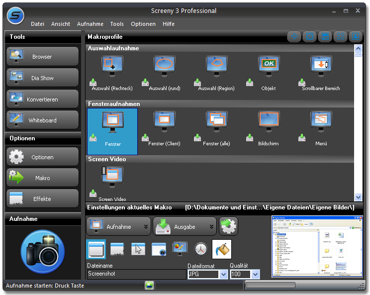 Screeny Professional 3.7.2 software screenshot