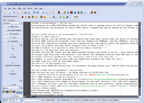Scriptomania 2.7 software screenshot