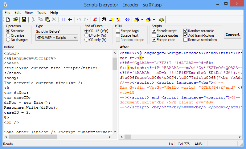Scripts Encryptor (ScrEnc) 3.0.3.6 software screenshot