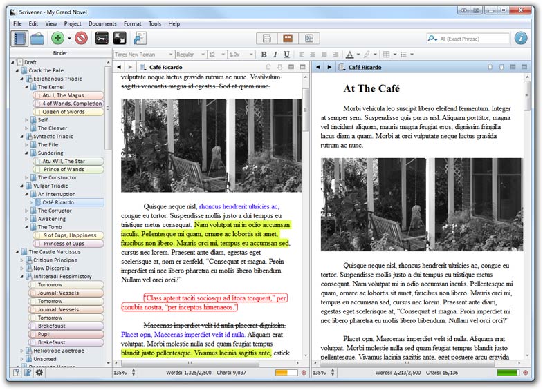 Scrivener 1.9.6.0 software screenshot