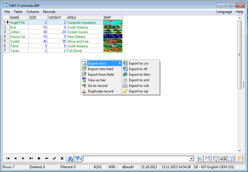 Sdbf 4.3 software screenshot