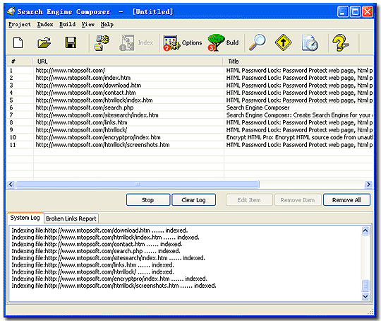 Search Engine Composer 5.9 software screenshot