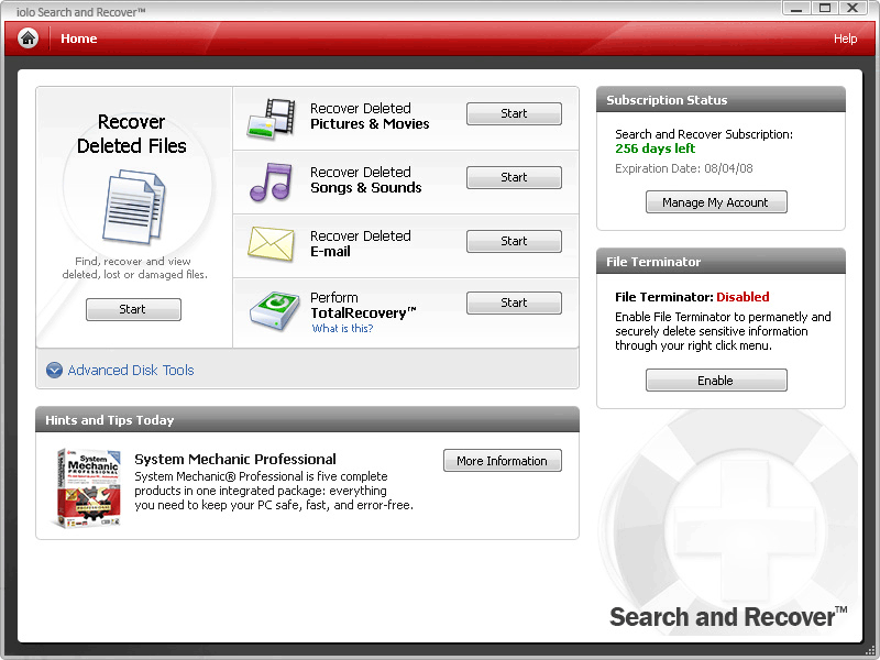Search and Recover 5.4.11.0 software screenshot