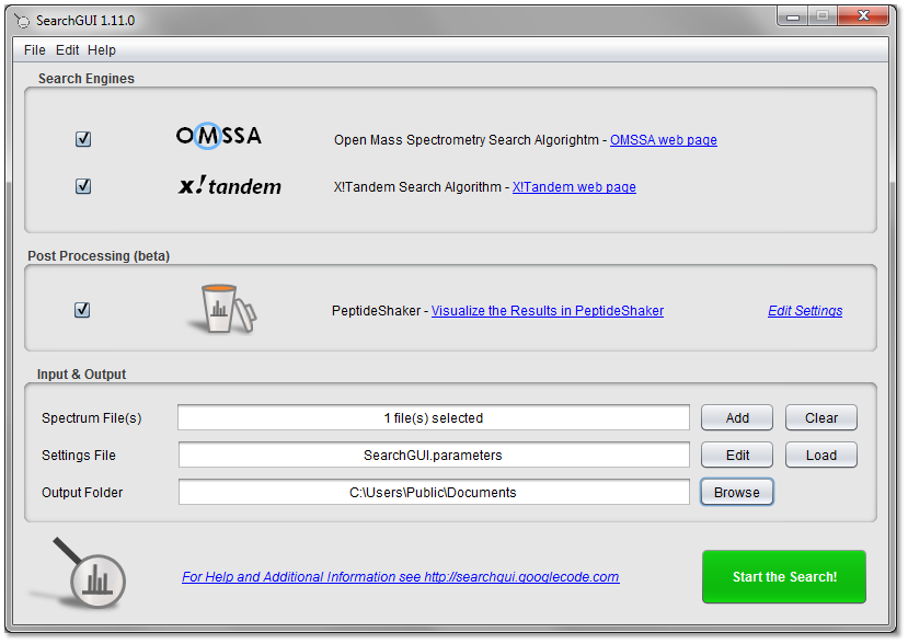 SearchGUI 3.2.17 software screenshot