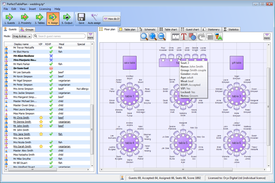 Seating Planner Professional 2.0.5.0 software screenshot