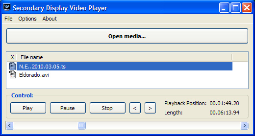 Secondary Display Video Player 1.1.9.57 software screenshot