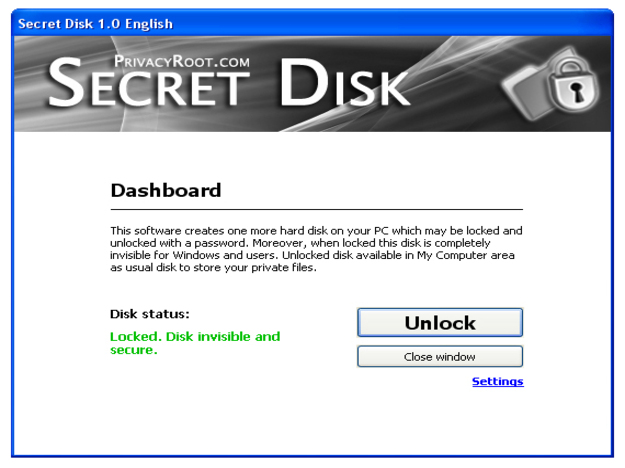 Secret Disk 3.15 software screenshot