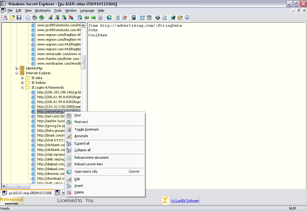 Secret Explorer 8.0.1546 software screenshot