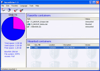 SecretDrive 2.02 software screenshot