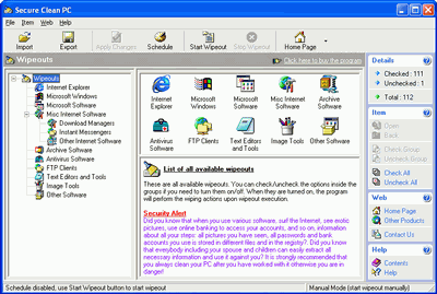 Secure Clean PC 2.4 software screenshot