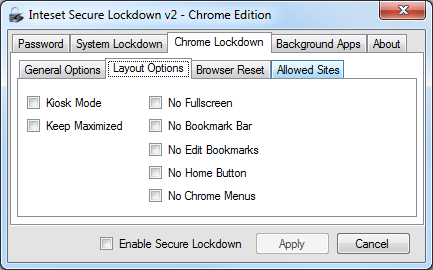 Secure Lockdown Chrome Edition 2.0.2.00.158 software screenshot